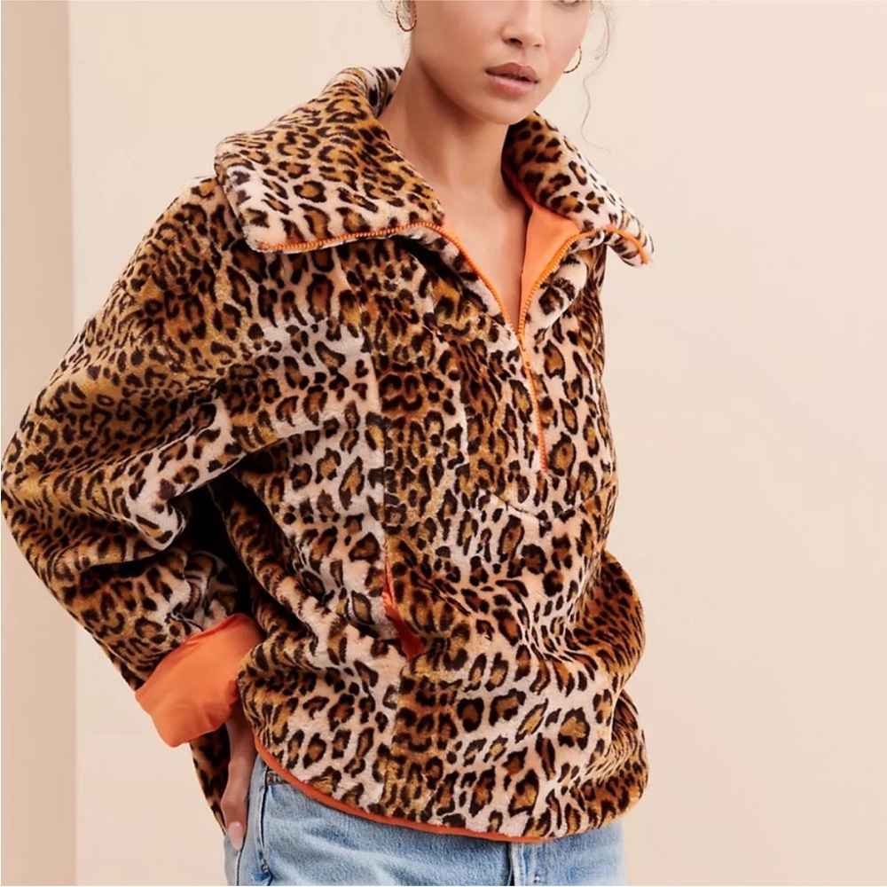 J.O.A Leopard Print Quarter Zip